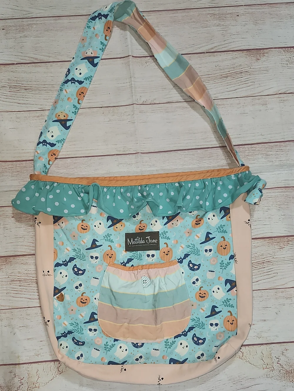 Matilda Jane Light Blue & Peach Halloween Print Shoulder Bag